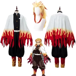 Rengoku Kyoujurou Fantasy Pruiken Outfits Anime Demon Cosplay Slayer Kostuum Vermomming Volwassen Mannen Halloween Party Rolepla