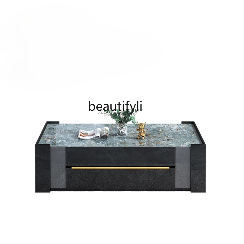 Amazon Green Stone Plate Coffee Table TV Cabinet Combination Light Luxury Modern Large and Small Apartment Type Living Room