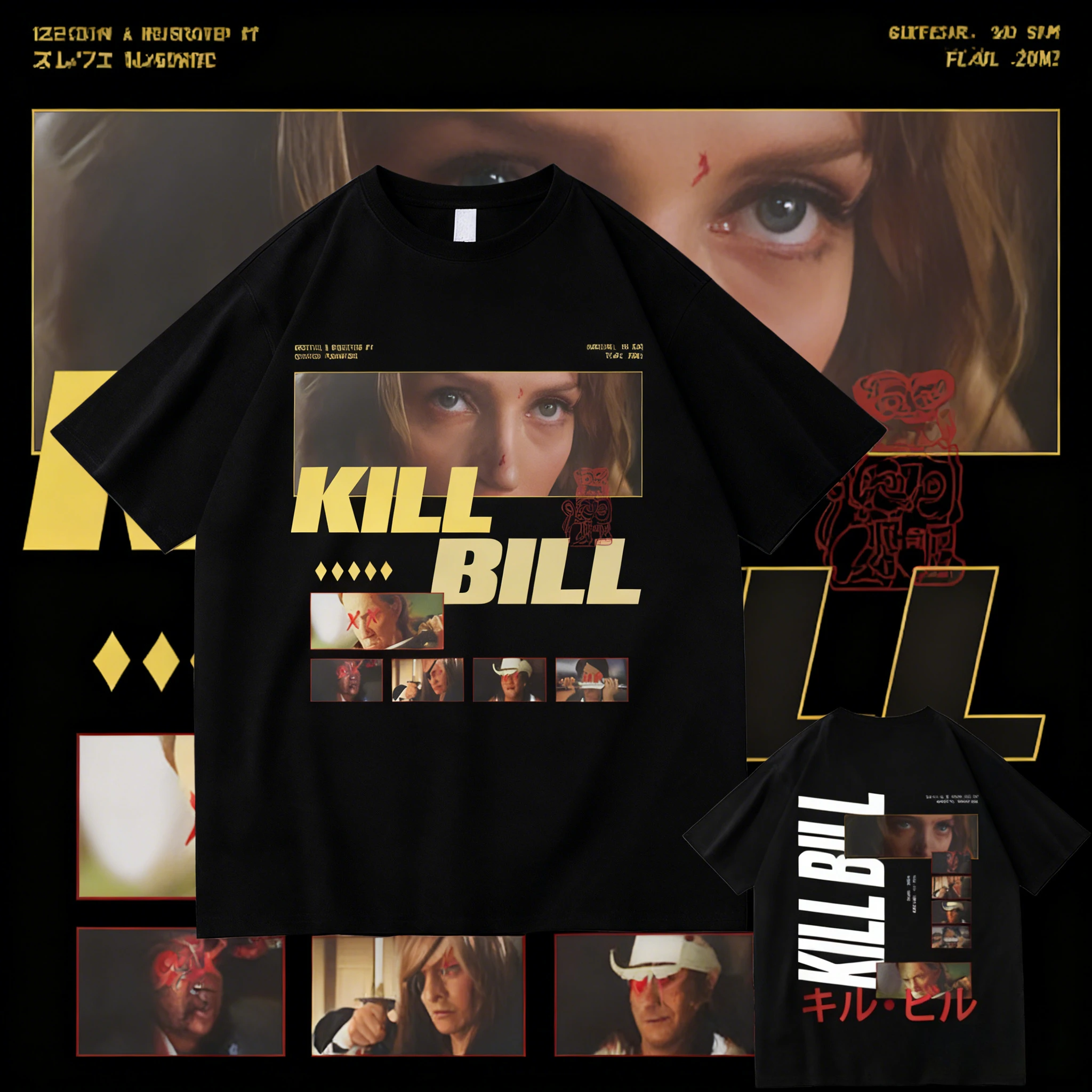 2025-verao-quentin-tarantino-classico-filme-de-acao-kill-bill-camiseta-masculina-retro-algodao-de-manga-curta-solta-camisa-casual