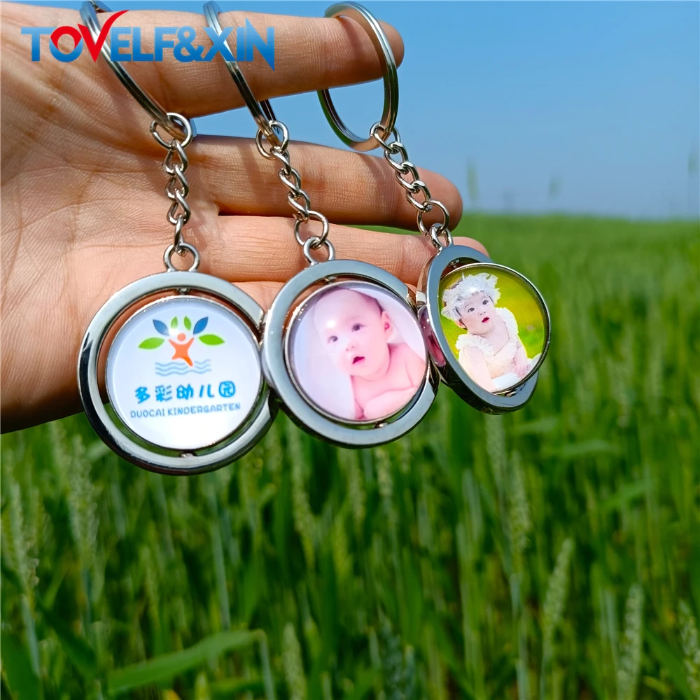 Custom Photo 360 Customized Cute Keychain Personalized Baby Family Logo Anime Car Key Ring Chaveiros Souvenir Graduation Gift