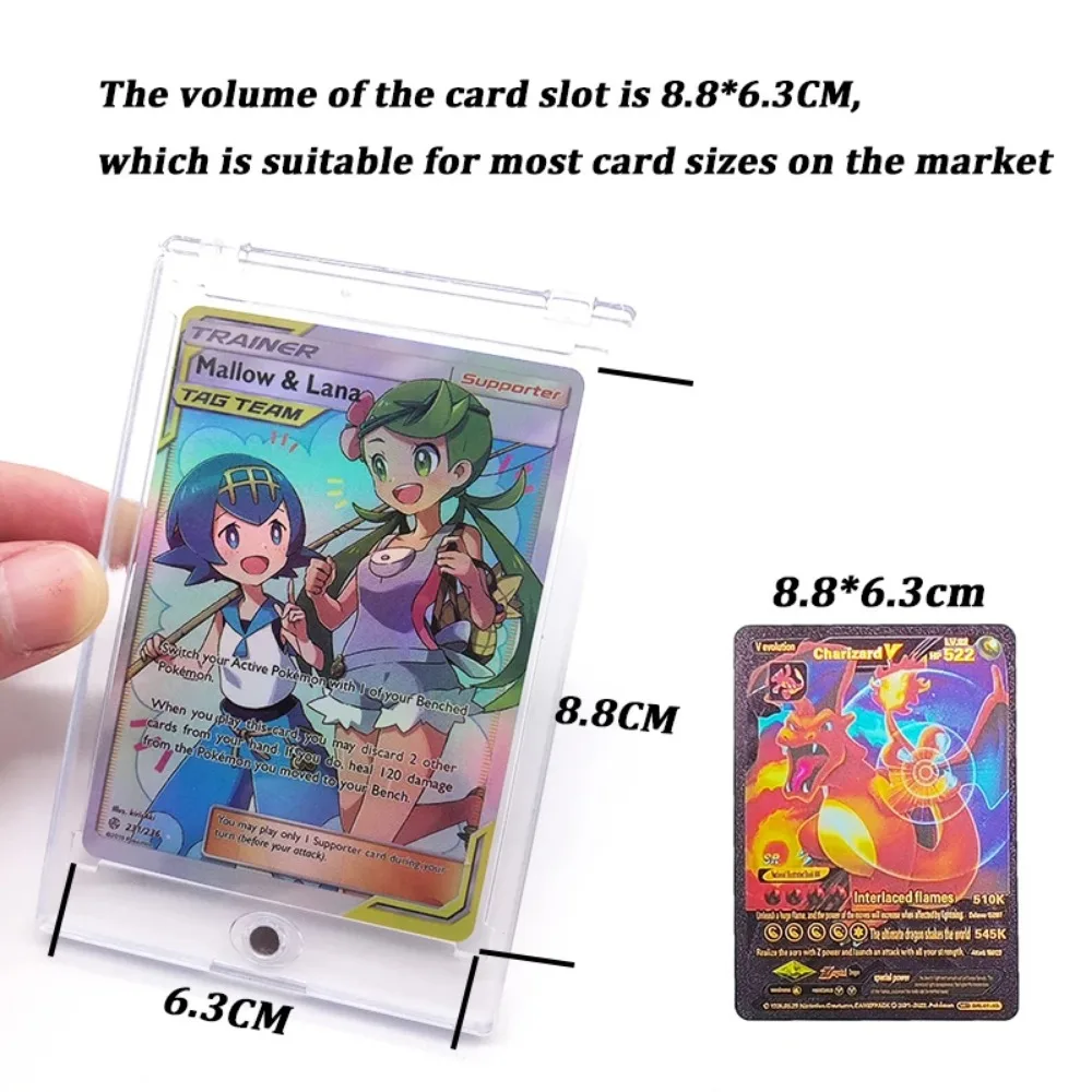 Pokemon Card Sleeves Magnetic Card Cover Transparent VMAX Protector Cards Folder Yugioh Pokémon Case Holder Kids Toy Gift