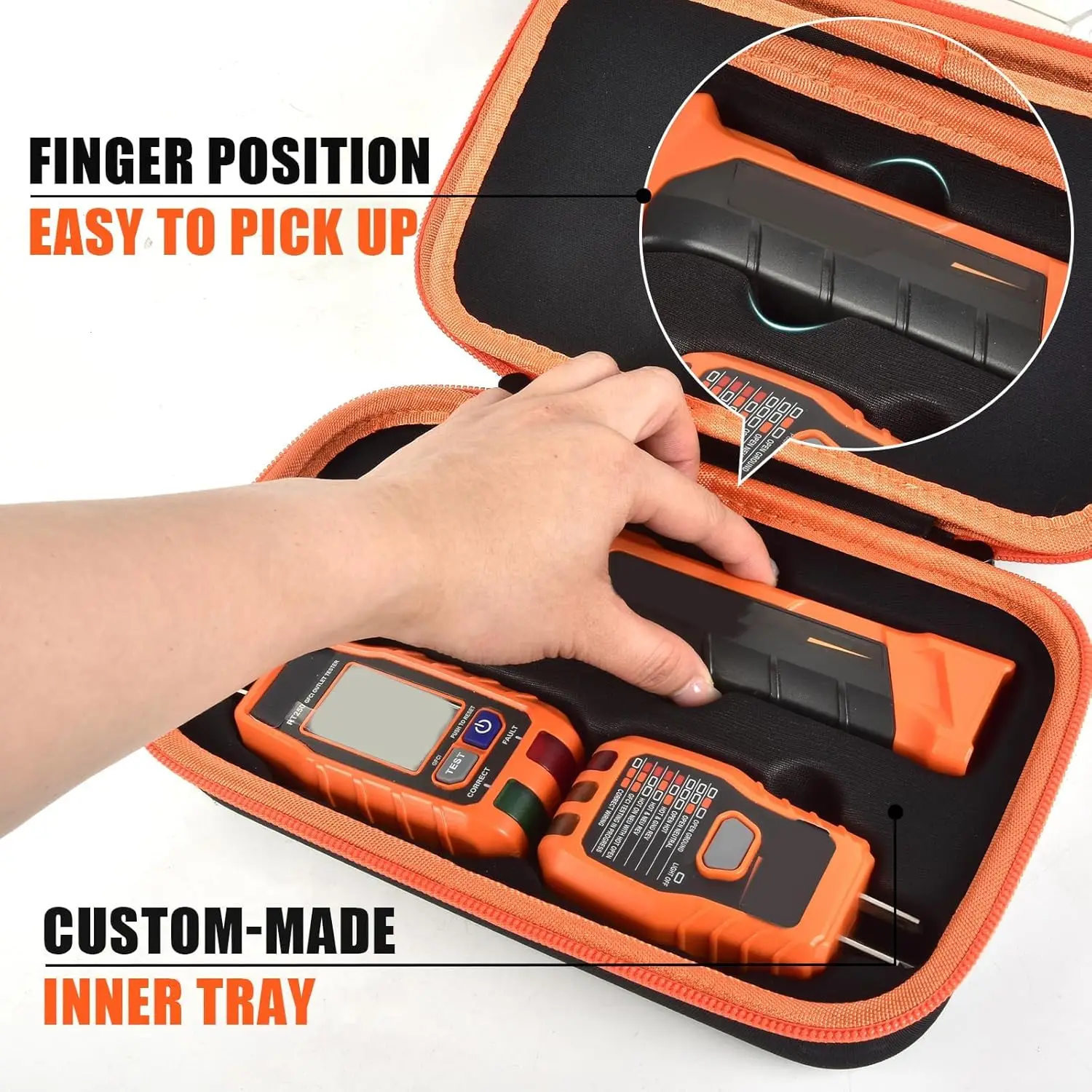Travel Case for Klein ET310 AC Circuit Breaker Finder, 80041 Outlet Repair Tool Kit, and RT250 GFCI Outlet Receptacle Tester, El view 3