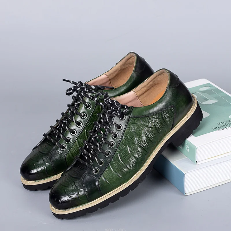 

NEW2026 Fashion Luxury Designer Men's Oxford shoes, natural cowhide, crocodile print Casual men's sports shoe Zapatos Hombre b21