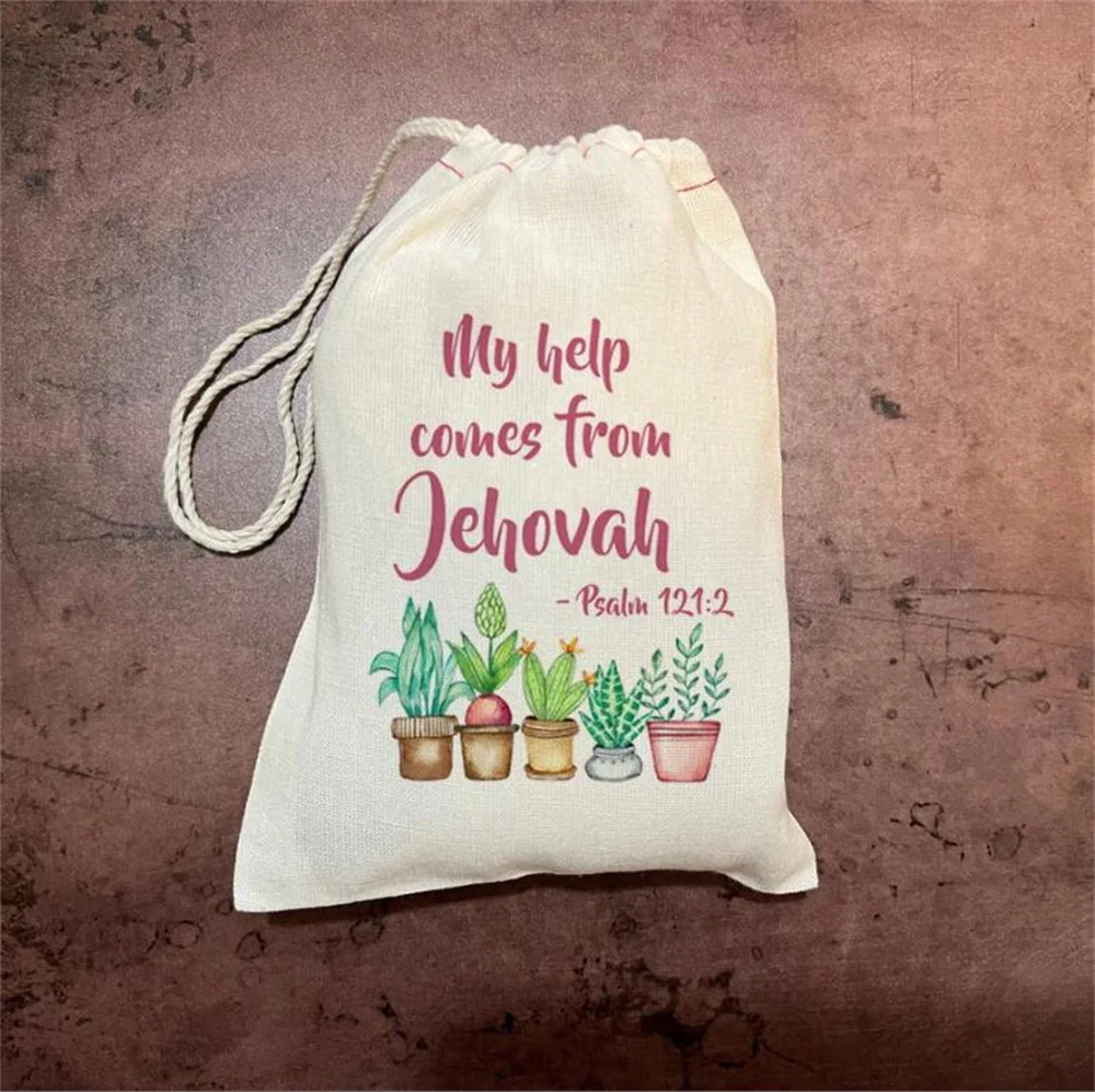 10PCS Custom JW Gift Bags - My help comes from JEHOVAH- Psalm 121:2 English OR Spanish