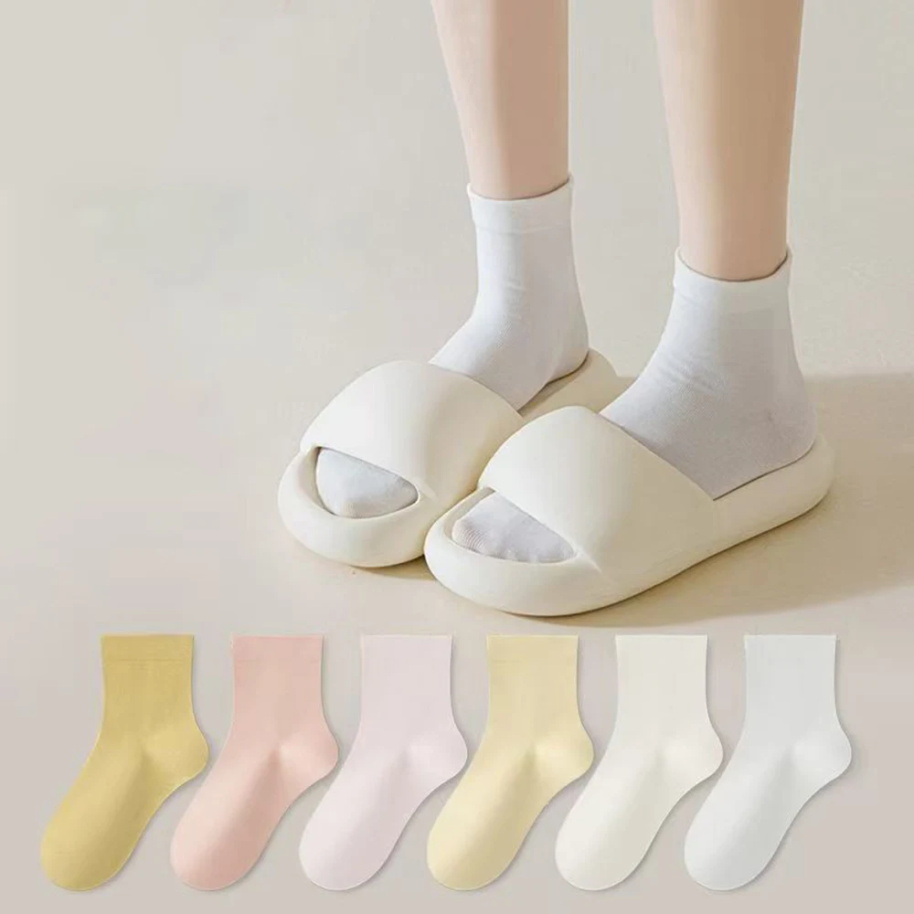 10pairs Solid Color Cotton Middle Tube Socks for Women High Quality Simple Fashion Breathable Sweat-absorbent Socks