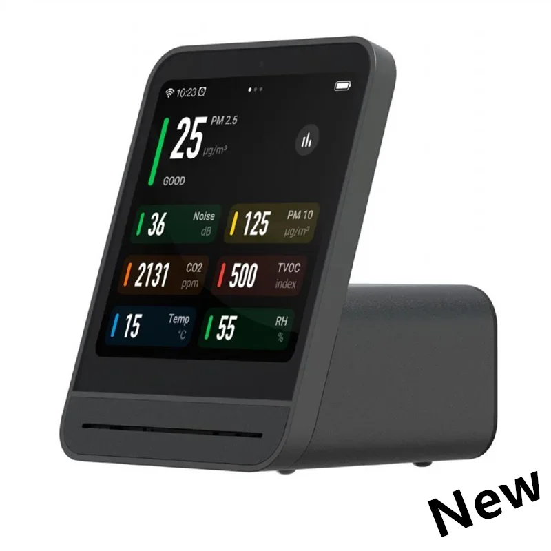 Qingping Luchtdetector 2e CO2 PM2.5 Kwaliteitsmonitor Touchscreenbediening Luchtmonitor Temperatuur-vochtigheidssensor voor Mijia APP