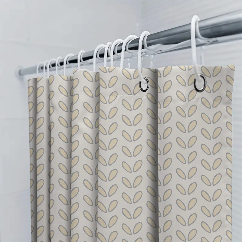 Leaf รูปแบบผ้าม่าน Neutral สีขาวสีเทาโมเดิร์น Bath Decor สําหรับตกแต่งห้องน้ําหน้าแรก