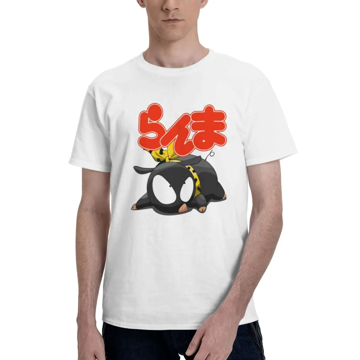 Men Anime Ranma 1 2 Pig P-Chan T Shirt Streetwear Big Size Cotton Custom Sleeve Shirt Men