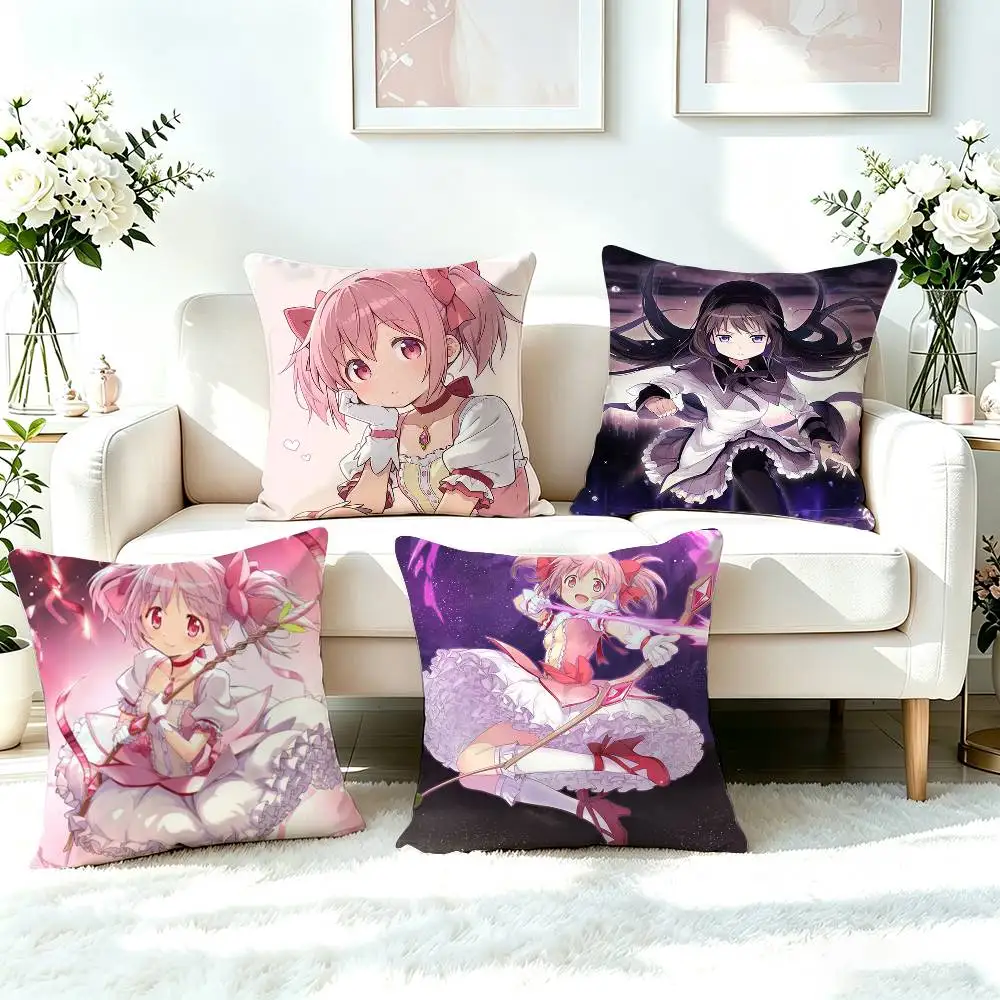 Puella Magi M-Madoka Magica Pillow Case Square Double-Sided Sofa Cushion Cover Bedroom Bedside Pillow