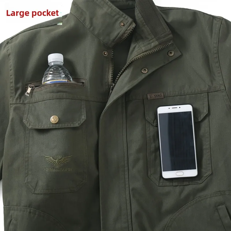 Men's Loose Long Sleeve Cotton Work Uniform Jacket Autumn Winter  Welding Heat Resistant Wear Proof Labor Protection ...
