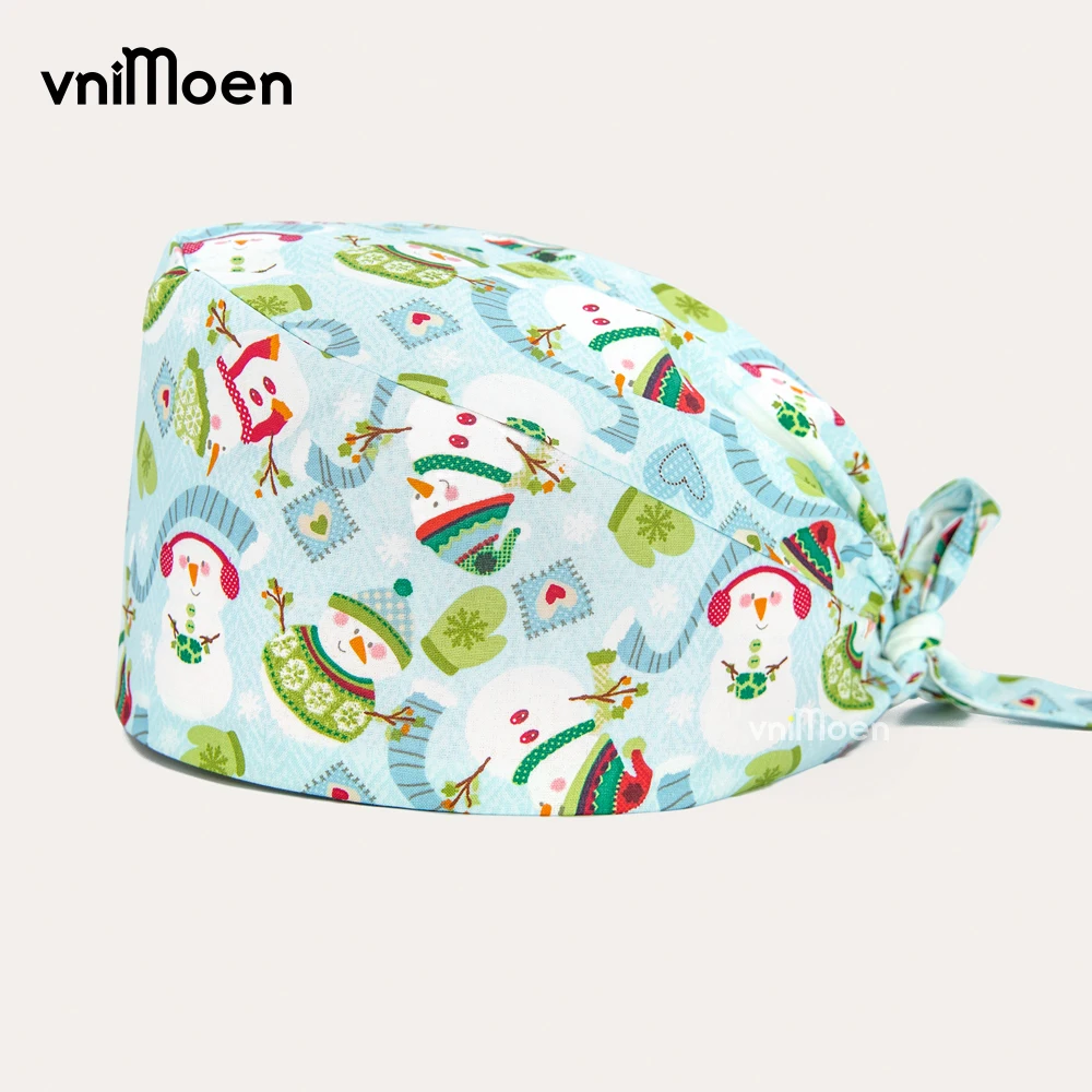 2024 جديد عيد الميلاد الدعك قبعات سانتا كلوز طباعة قبعة الحيوانات الأليفة الاستمالة وكالة غطاء الرأس العمل الدعك قبعة التمريض غطاء غبار #4