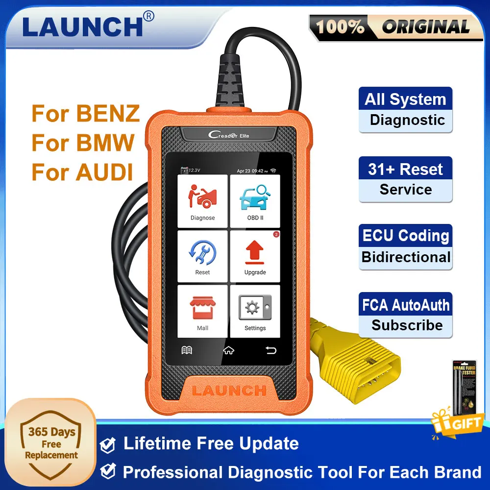 LAUNCH X431 Creader Elite Full System Diagnostic Tools Online ECU Coding OBD2 Scanner Active Test 31+ Reset For BENZ/BMW/AUDI