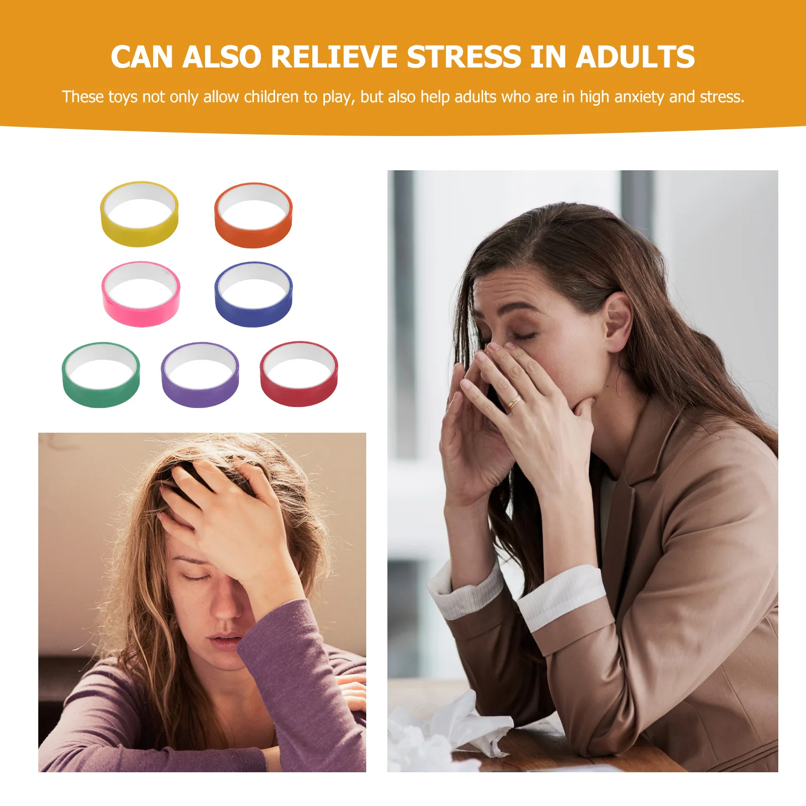 7 rollos de cintas adhesivas de bolas, diseño único, artesanía exquisita, fácil operación, cintas de alivio de presión para ahorrar tiempo para uso diario