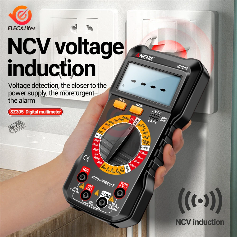 SZ304 SZ305 Multifunction Digital Multimete True RMS Handheld High Precision Tester NCV AC/DC Votage Current Resistance Ohm Tool