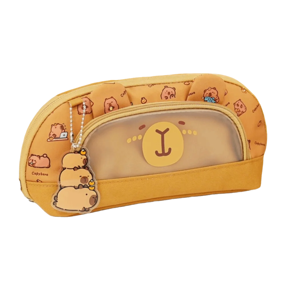 Kawaii Animal Capybara Etui Grote Capaciteit Leuke Hanger Briefpapier Potlood Tas Desktop Opslag Rits