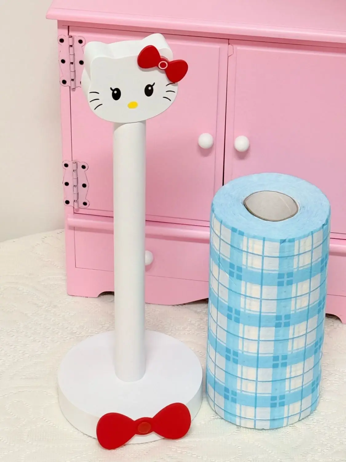 Kawaii Sanrio Hello Kitty porte-mouchoirs en bois dessin animé mignon sans poinçonnage support de rangement de cuisine porte-mouchoir domestique Vertical