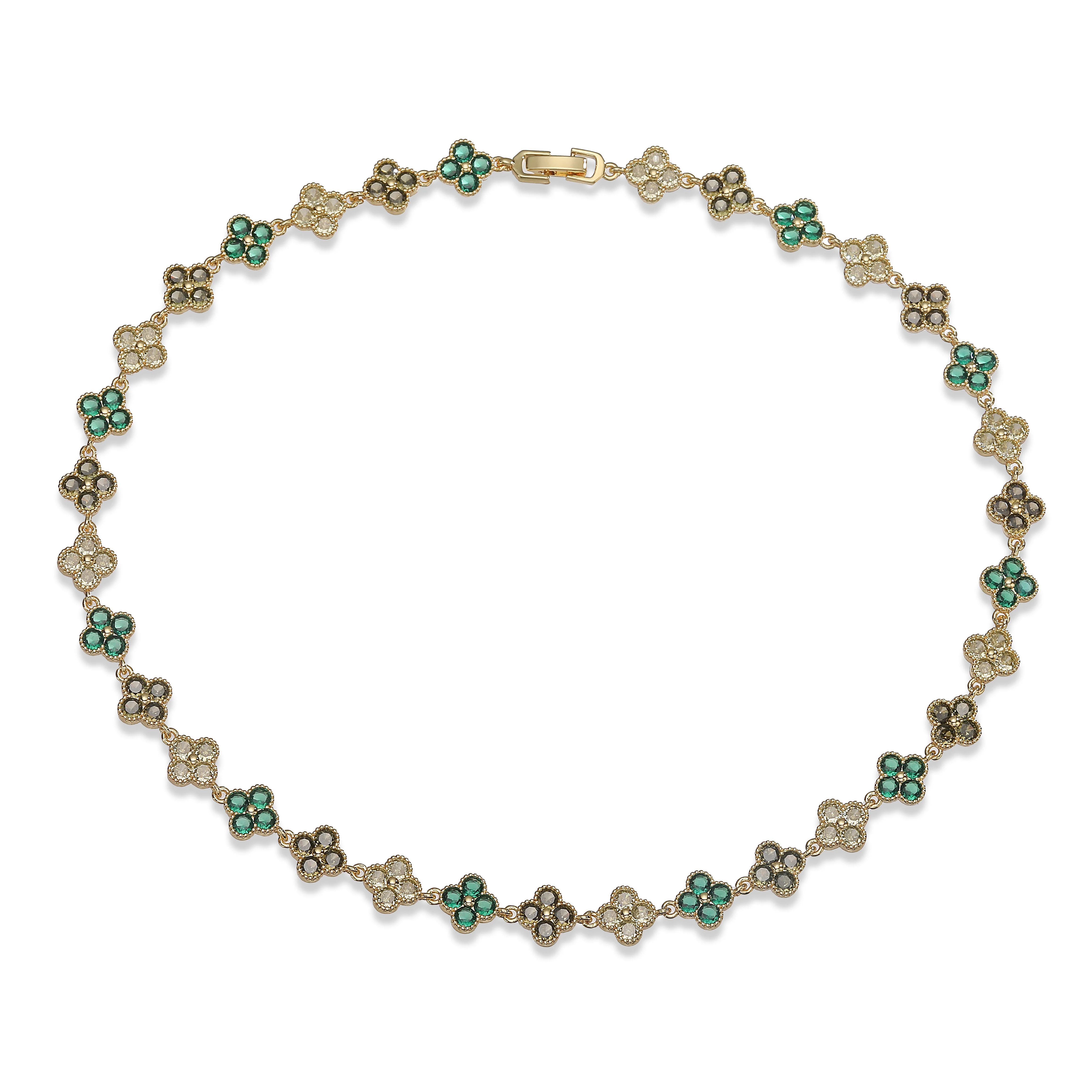 Multi-Color Zircon Flower Bracelet/Necklace Gift Set