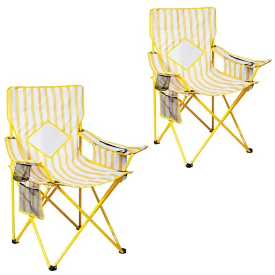 

Folding Camping Chair with Cooler Pouch, Mesh Backrest and Cup Holder Pocket