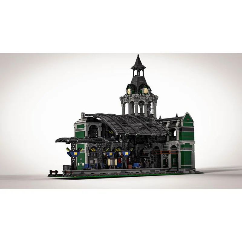 Estação de trem MOC Blocos Cidade Rua Scen Modular DIY Modelo Construção Aldult Presente das Crianças 12597pcs Massa Tijolo Brinquedo