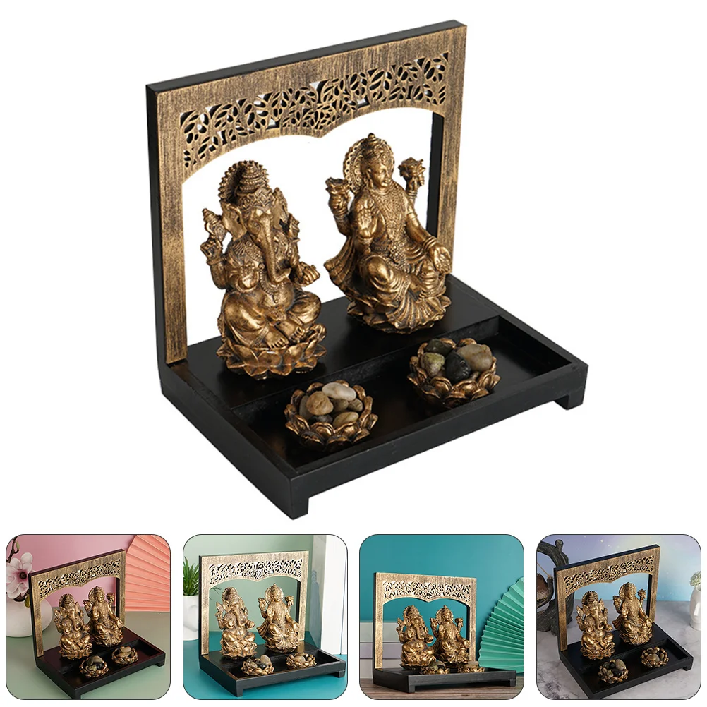 

Resin Buddha Statue Sitting Buddha and Candlestick Ornament for Home Office Desktop Decoration