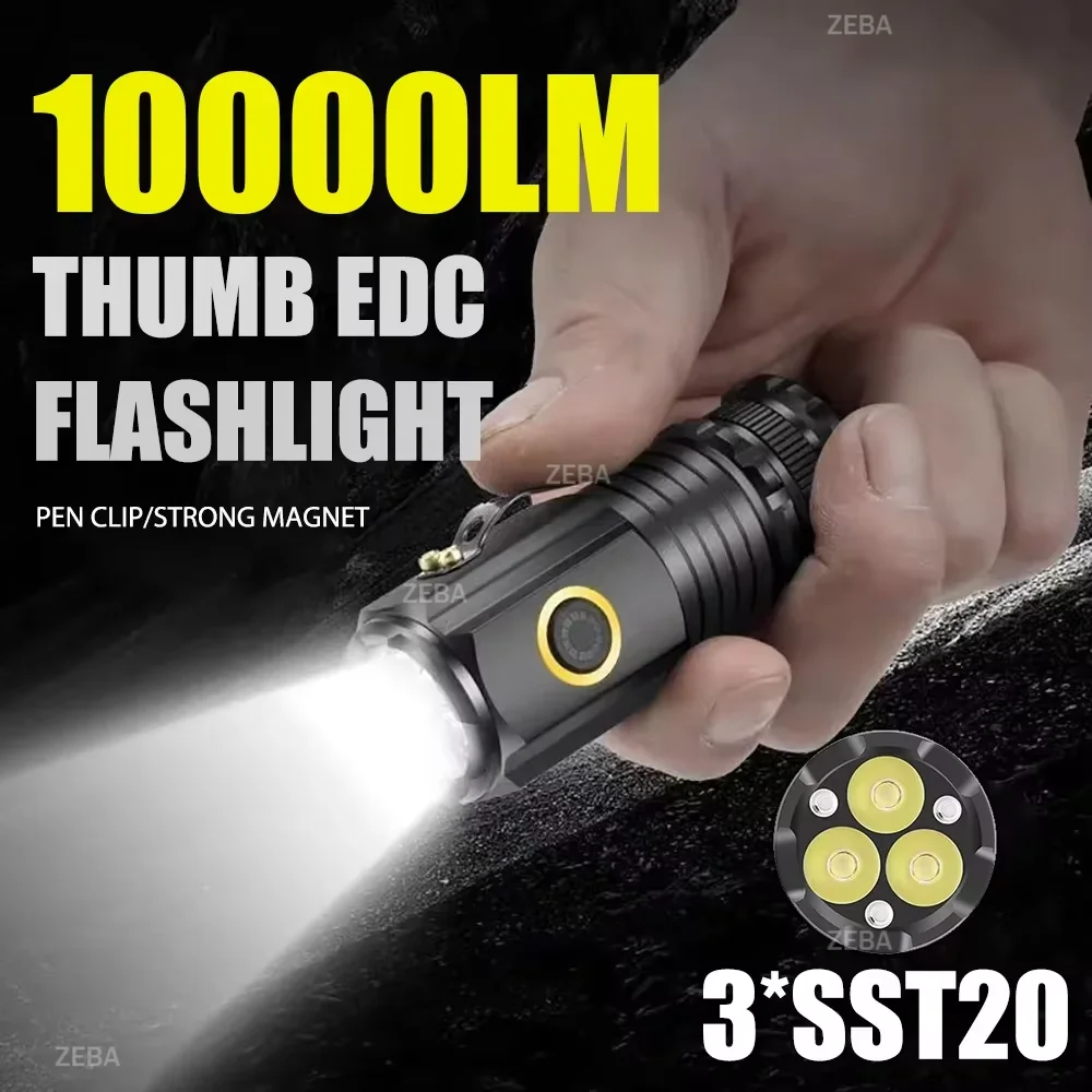 Super Powerful LED Flashlights 68000000LM15000mah Built-in Battery Rechargeable Torch Zoom 4km Strong Light Tactical Flashlight