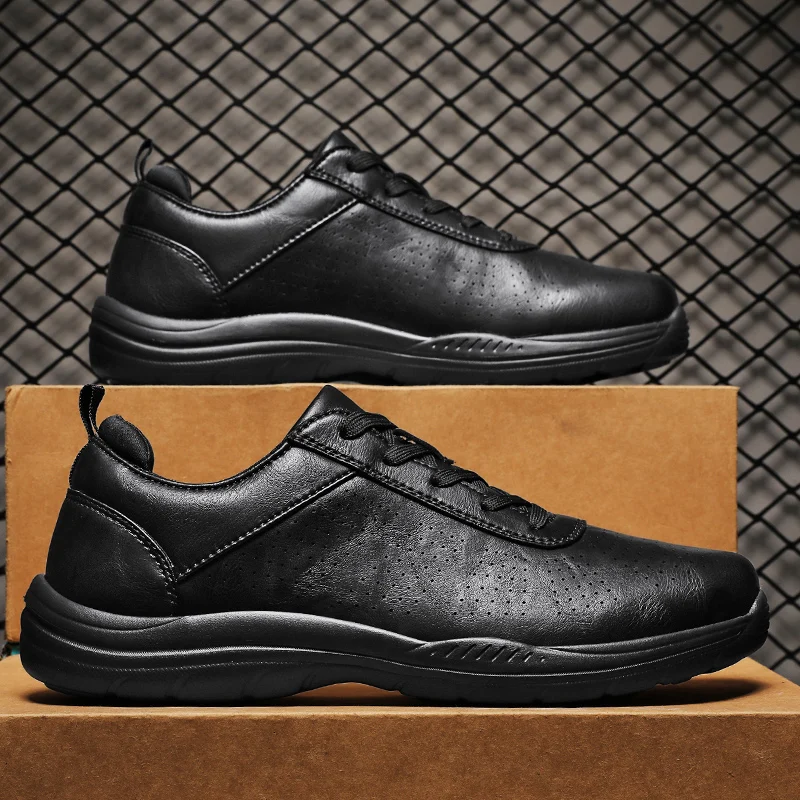 

Men's Genuine Leather Casual Shoes - Breathable Comfort Daily Walking Fashion Sneakers & Business Leisure Footwear