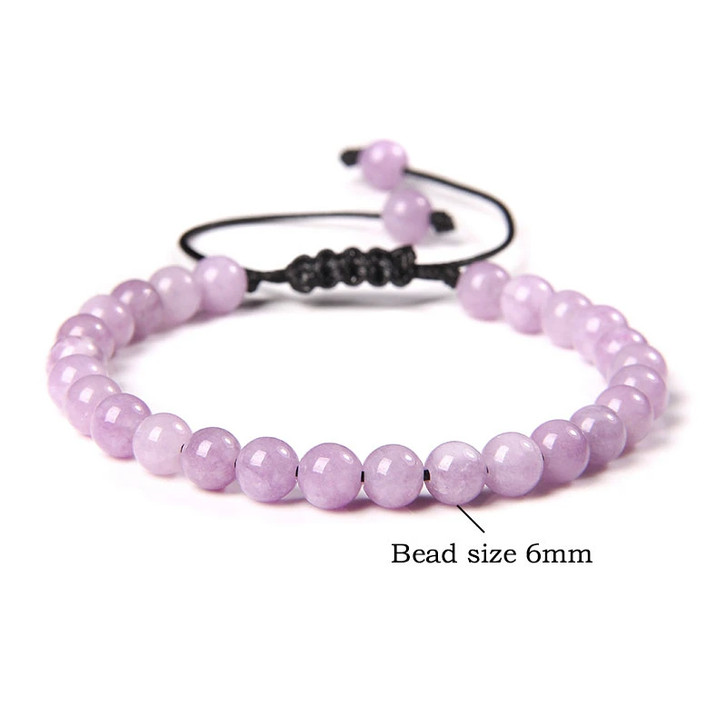 Bracelet de perles en pierre naturelle de 6mm, corde réglable tressée, pour femmes et hommes, améthystes, Agates rouges, Bracelets de perles de lave