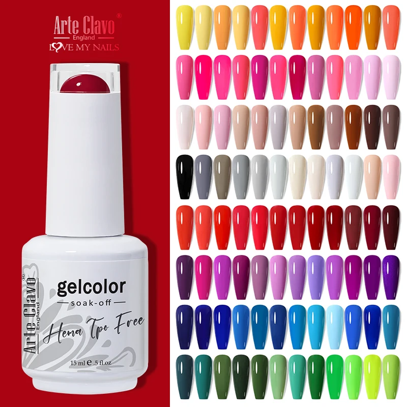 Arte Clavo 15ml Red Nail Gel Polish Lakiery Hybrydowe Vernis Semi Permanent UV Nails Art Manicure Soak Off HEMA TPO FREE Varnish