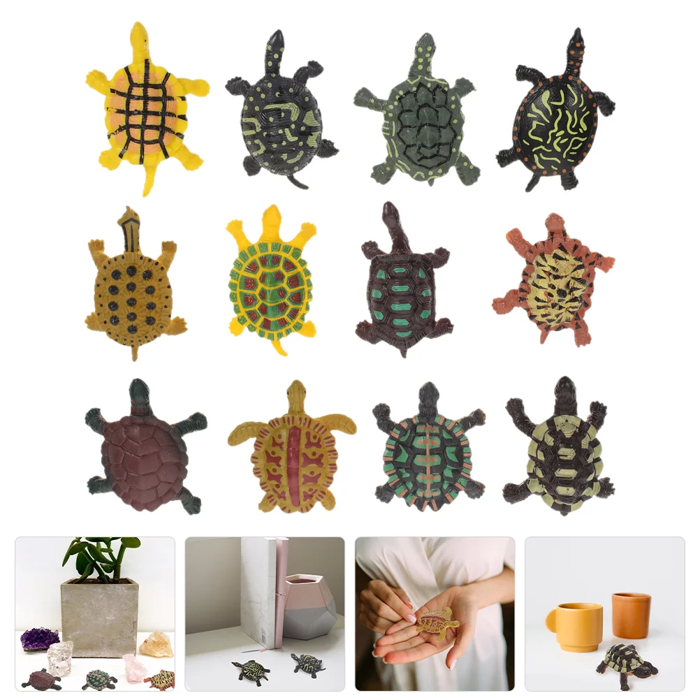 12 Pcs Garden Turtle Figurines Toy Childrens Toys Outdoor Tortoise Adorn Sculpture Plastic Courtyard