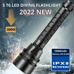 Linterna de buceo profesional L2 IPX8, luz subacuática de 300 metros, con cuerda de mano, novedad, 1000000LM, 18650