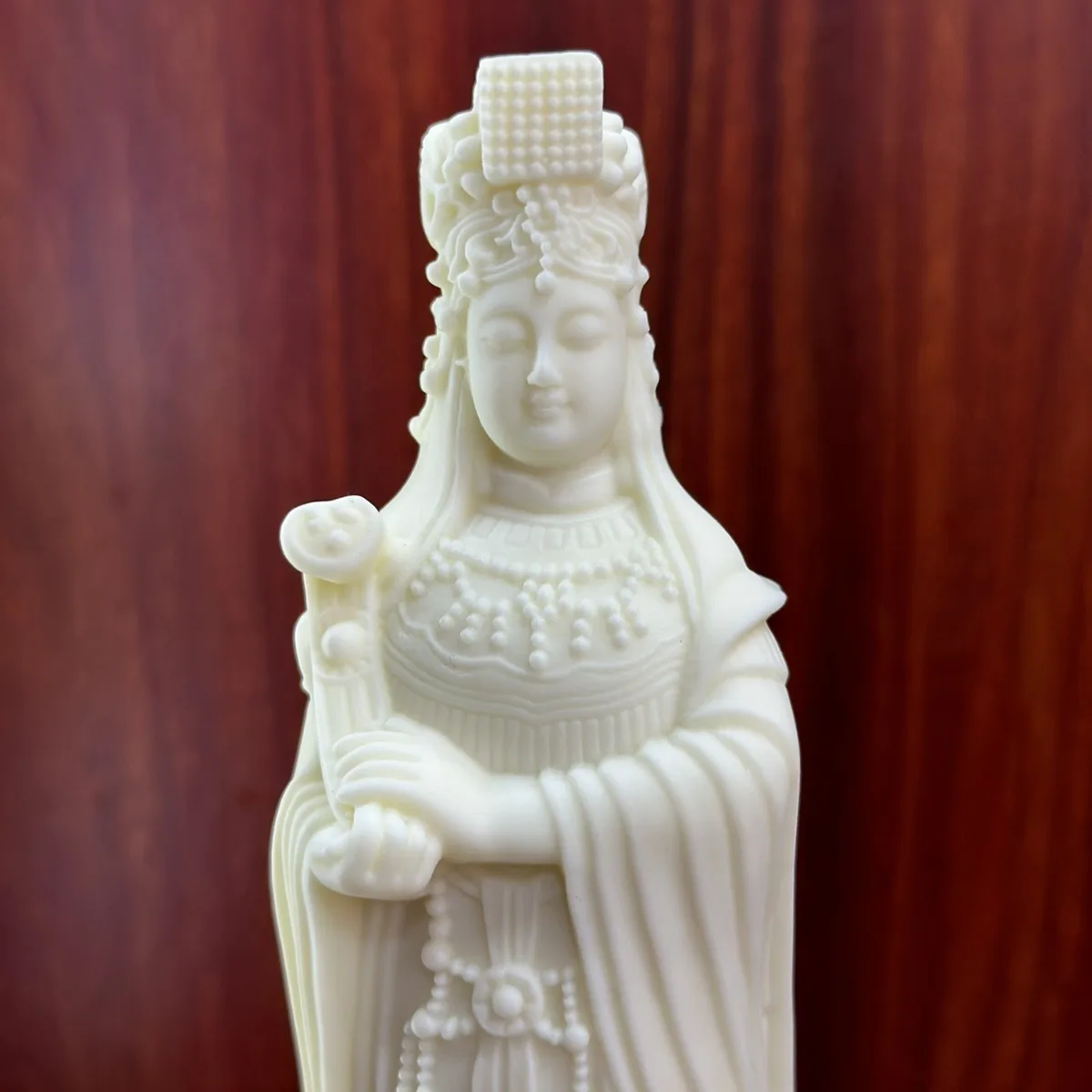 Ivory Nut Carved Mazu Goddess Figurine Office Desktop Car Decor Shelf Chinese Zen Craft Ornament