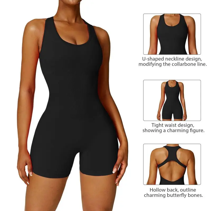 Yoga Sling Tight Fitting Jumpsuit for Women Clothes Motion Fashion Female Short Trousers