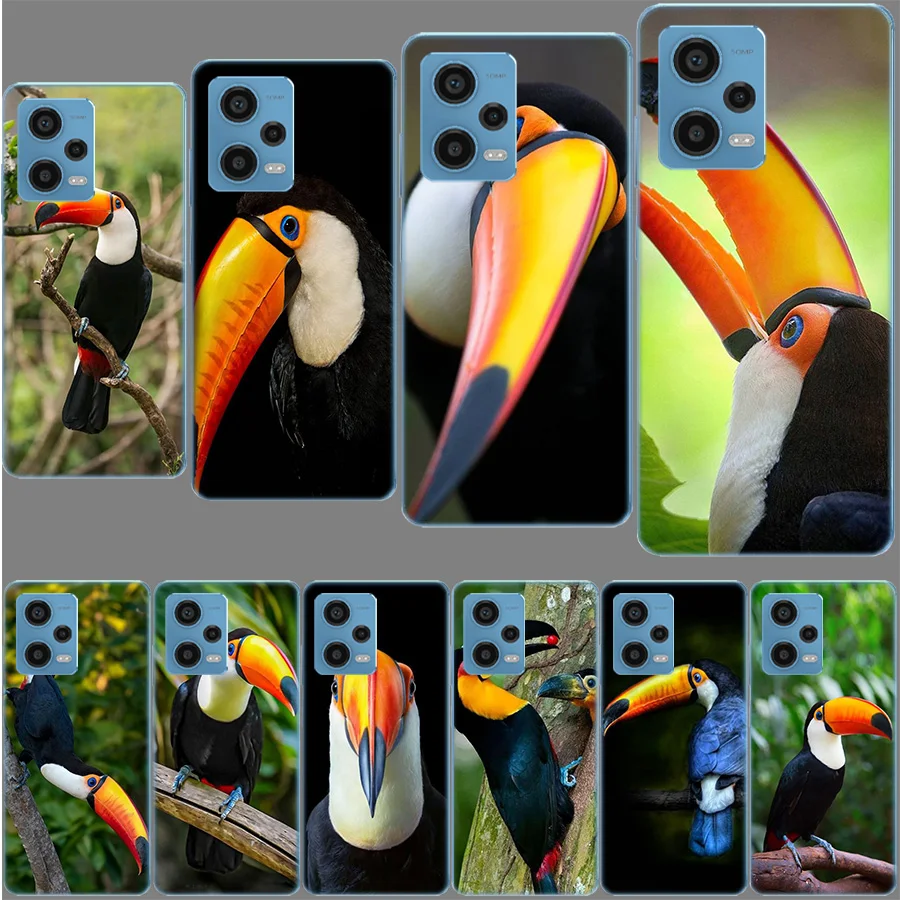 Tropical Toucan Case for Redmi Note 12 Pro 11 Pro Plus 12S 11S 11T 11E 10 5G 10S 9S 9T 9 8T 8 7 Phone TPU Clear Cover