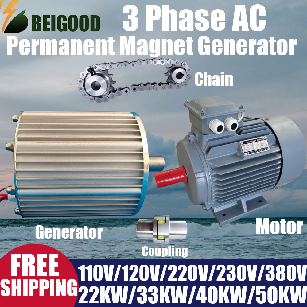 New Energy Engine Motor Wind Generator And Turbine Low Speed 20KW 12V 24V 48V 220V 380V Gearless Permanent Magnet Generator