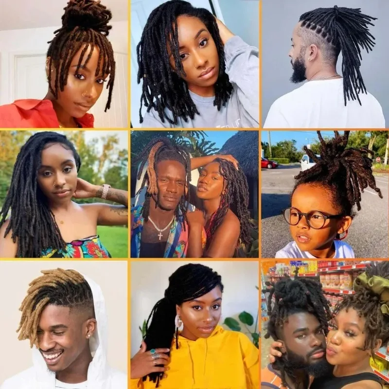 18 Zoll Loc Extensions Echthaar 0,2/0,4/0,6/0,8 cm 30 Strähnen Dreadlock Extensions für Männer Frauen Kinder Natürliches Schwarz Bulk-Haar – Detail 6