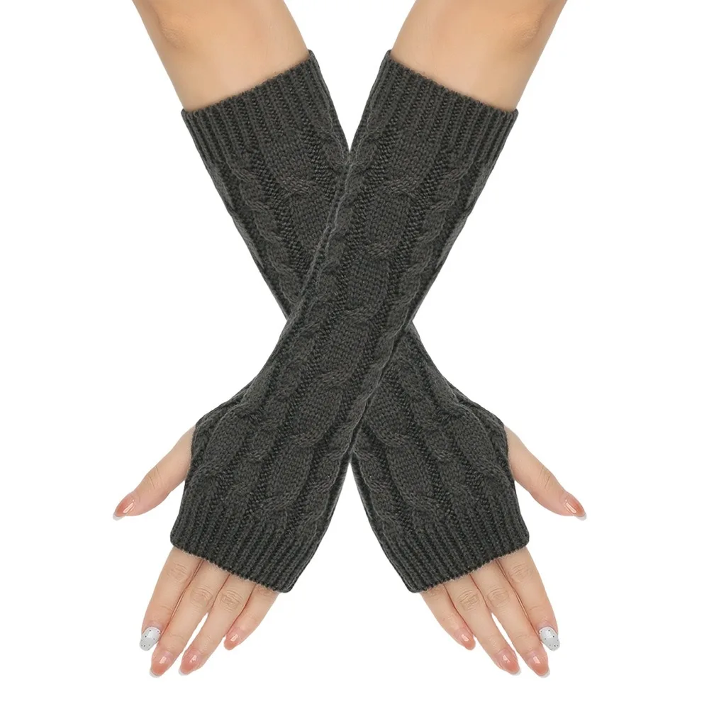 Fingerless Arm Sleeves Gloves Twists Decorative Pattern Soft Material Arm Warmers Knitted Warm Lolita Gloves Outdoor