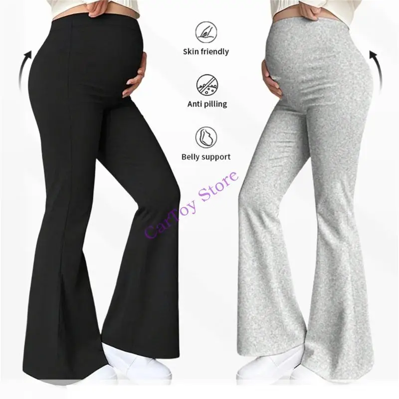Hohe Taille, Umstandshose mit ausgestelltem Bein, dehnbar, bequem, Bauchstütze, Schwangerschaft, Workout, lässige