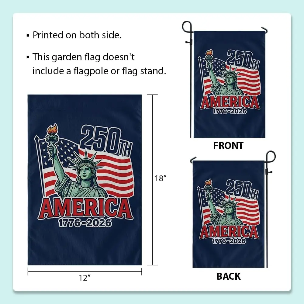 GADINO American 250 Garden Flag 12 x 18 Inch, USA 250th Anniversary Patriotic Garden Flag with Statue of Liberty, 1776–2026, IIC