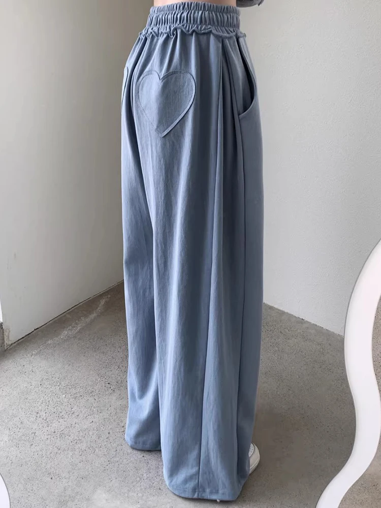 Estilo coreano chique feminino primavera envelhecimento estilo volta amor bolso cintura alta versátil cordão calças casuais calças retas