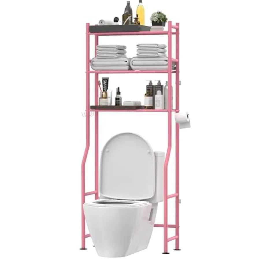 

Трехуровневая металлическая полка для хранения над унитазом с 4 крючками и держателем для бумаги