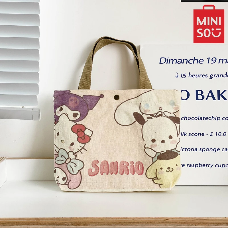 MINISO Sanrio Series Cartoon Cute Canvas Bag Student Mini Bag Sail Cloth Bag Fashionable And Casual Women\'S Handbag