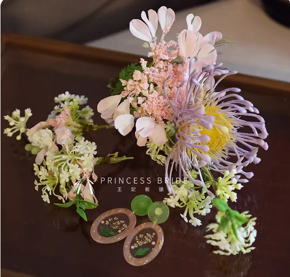 Princess bride original innovation 2025 forest flower sweet modeling headdress photo pastoral style photo plate hair accessories