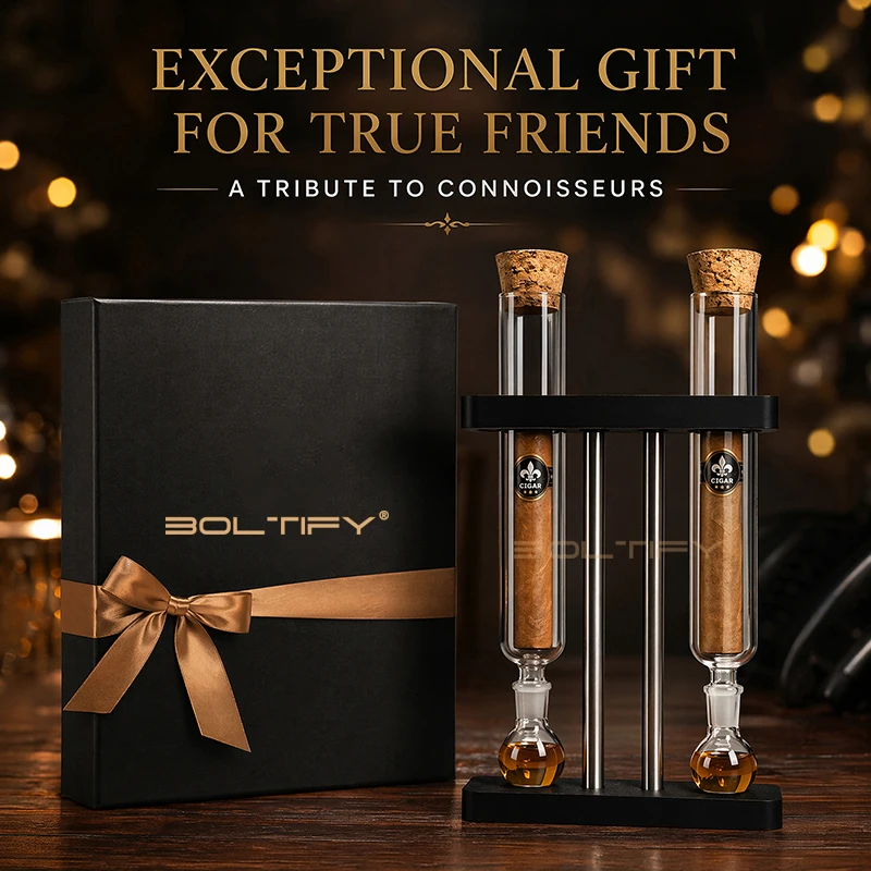 Double Pipe For Cigars Lovers Enthusiasts Clear Infuser Glass Tube Kit With 3D Printing Plastic Base, Aromatherapy Display Rack