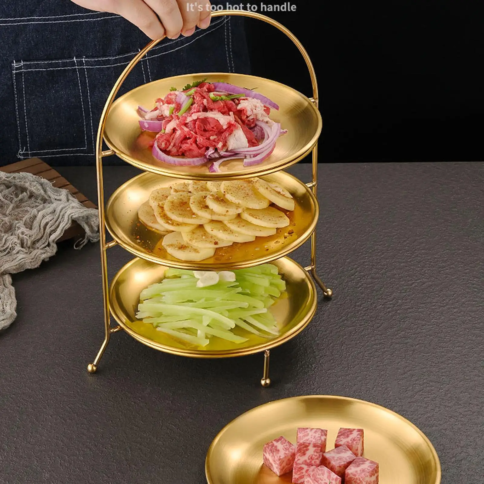 Sweet Table Trays Stainless Steel Dessert Stand Abstract Shape Decorative Serving Plate for Restaurant Reception Hospitality