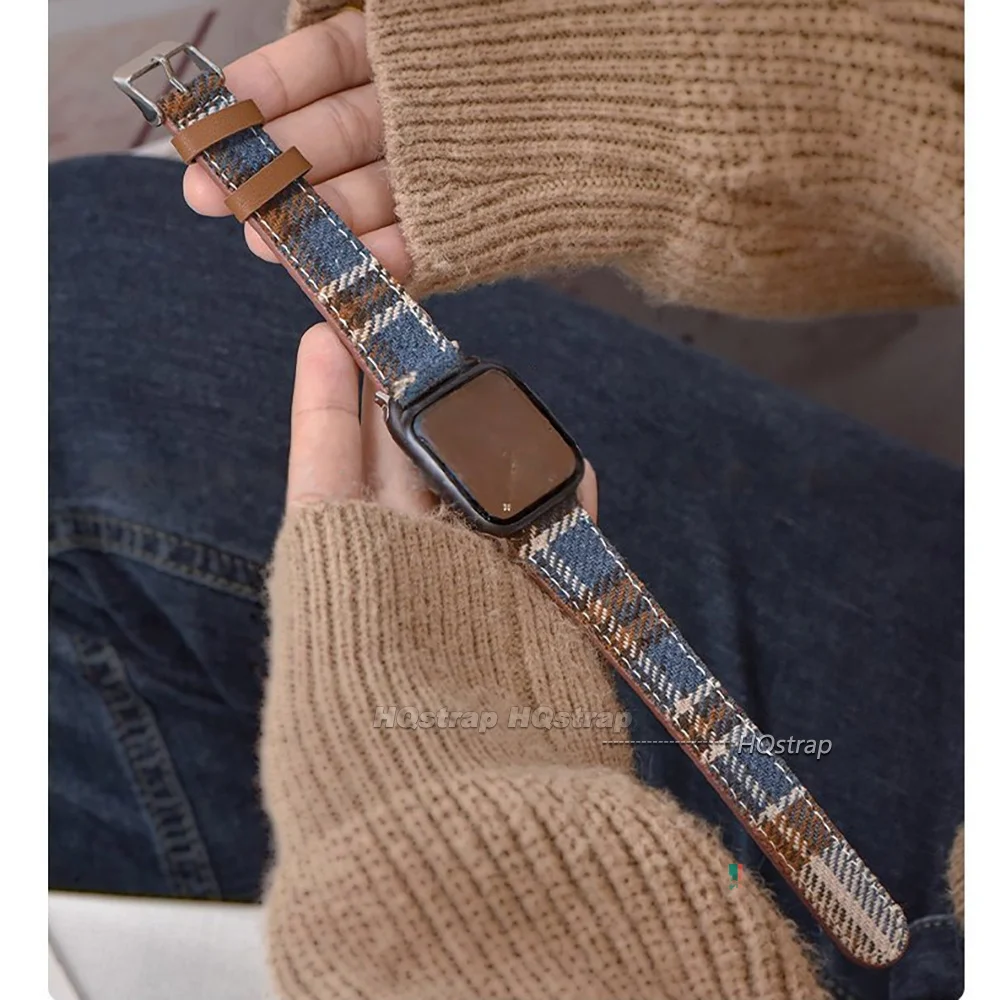 Plaid Color Blocked Braid Strap for Apple Watch 11 10 42mm 46mm 41mm 40mm Women Nylon Band for  Iwatch 9 8 SE 7 6 5 44mm 45 49