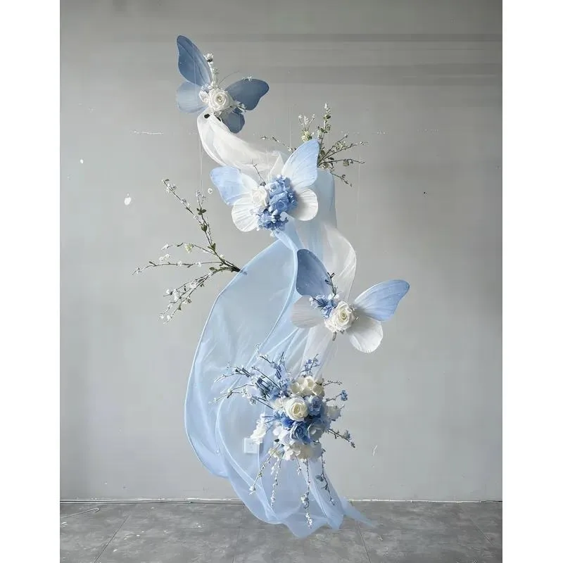 Large Butterfly Flower Ceiling Decoration Custom Colored Organza Pendant Artificial Flowers for Wedding Party Background