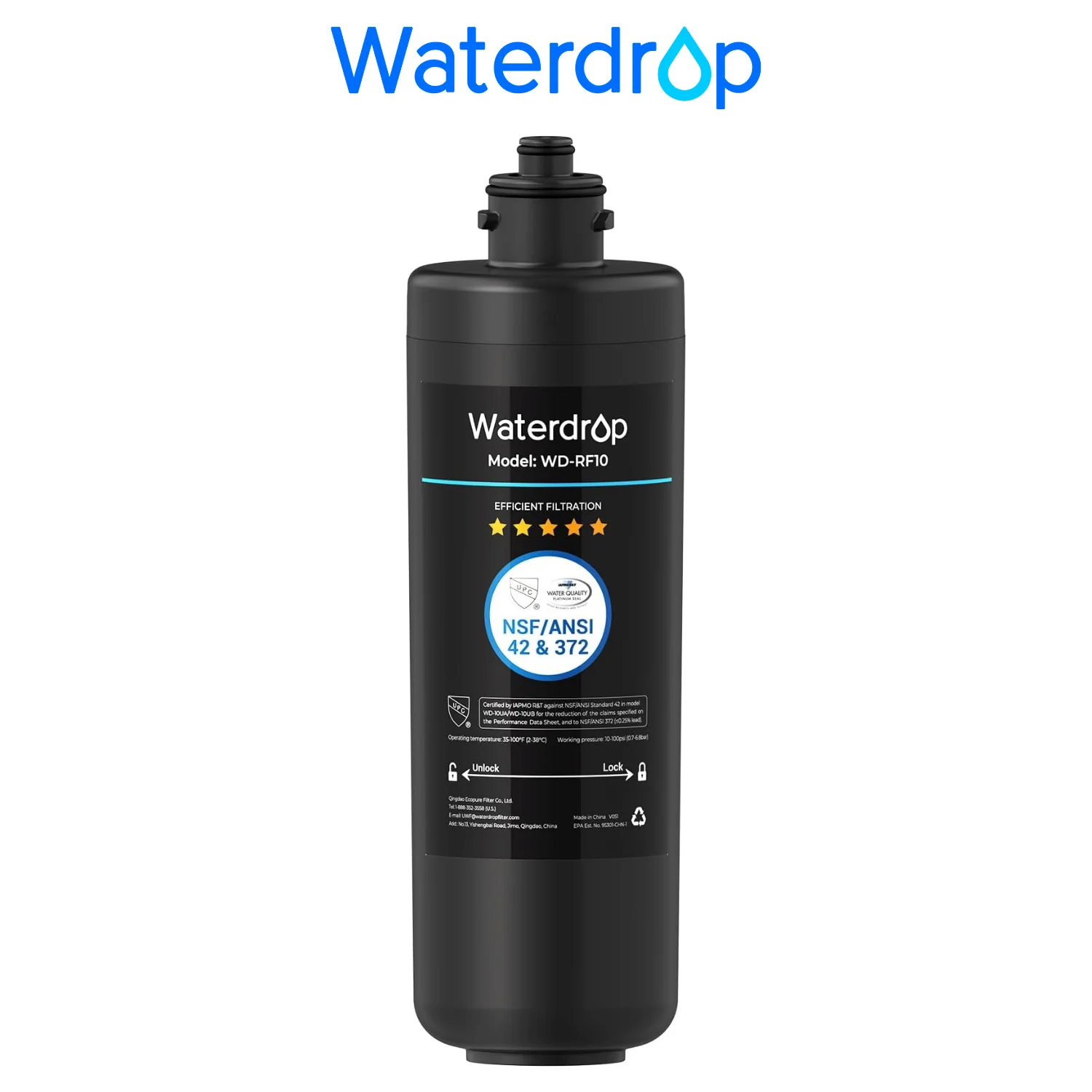 Waterdrop RF10 Water Filter Replacement for Waterdrop 10UA/10UB/10UB-B Under Sink Water Filter, Reduces PFAS, PFOA/PFOS