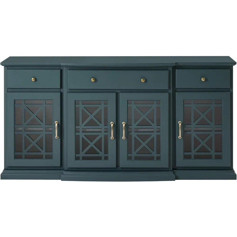 Credenza a Buffet moderna con porta in vetro in legno soggiorno-porta dell'armadio di servizio d'ingresso-Console per sala da pranzo, 60 pollici