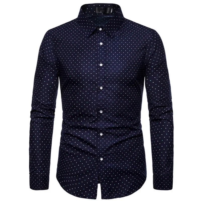 

2023 Men's Spring and Autumn New Fashion Casual Men's Lapel Printed Long Sleeved Shirt