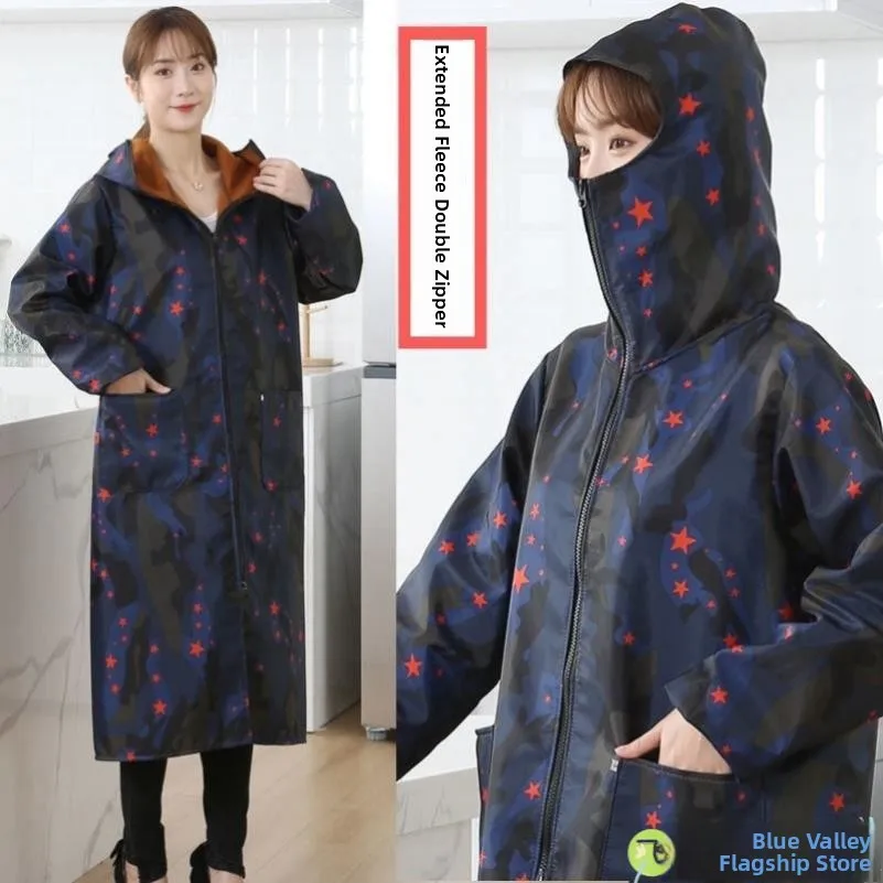 

Thiened Fce Длинный плащ Водонепроницаемый маслостойкий комбинезон для взрослых Женский тонкий фартук на молнии Мужской легкий плащ